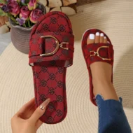 Stylish Geometric Pattern Slip-On Sandals - Image 11