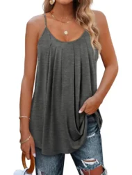 ✨Women Spaghetti Straps Pleated Loose Tank Top (BUY 2 FREE SHIPPING) - Image 4