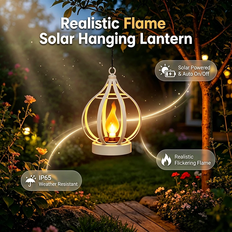 Realistic Flame Solar Hanging Lantern