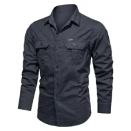 Men's Long Sleeve Cotton Workwear Shirt - Image 11