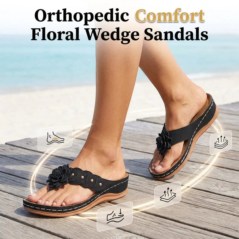 Women's Floral Thong Sandals with Arch Support