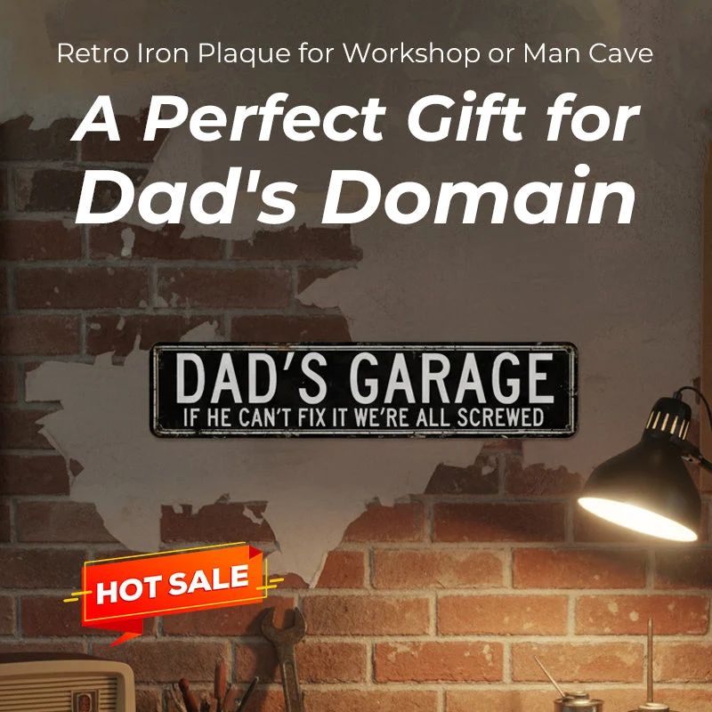 Retro Garage Sign for Dad 🔧❤️ – Iron Plaque, Humorous Man Cave Decor😂