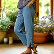 Summer Breathable Cropped Trousers with Pockets - Image 9