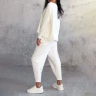 Round-Neck Long-Sleeved Top ＆ Pants 2-Piece Set - Image 6