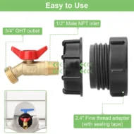 IBC Tote Tank Adapter with Brass Ball Valve - Image 4