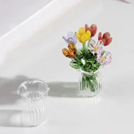 Miniature Colored Glass Flower Figurine Set - Image 3