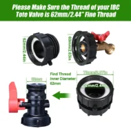 IBC Tote Tank Adapter with Brass Ball Valve - Image 3