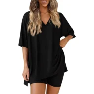 Women's Lounge V-Neck Top & Shorts Set - Image 10