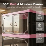 Foldable & Stackable Shoe Cabinet with Clear Doors - Image 6
