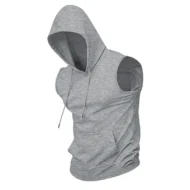 🔥 Sleeveless Hooded Sports Top💧 Moisture-wicking · Quick-drying and friction-resistant🧢 Hooded for sun protection and wind resistance · 🏋️ Perfect for weightlifting, running, or casual wear - Image 13