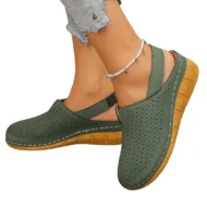Women's Casual Perforated Wedge Slingback Sandals - Image 6