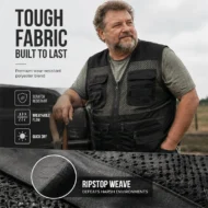 Men's V-Neck Multi-Pocket Mesh Vest - Image 12
