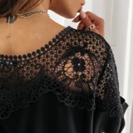 Women's Autumn 3/4 Sleeves Sexy Lace Sewn Elegant Vintage Style Blouse. - Image 6