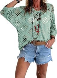 ⏰Last day sale 50% OFF🔥Hot Sale-Womens Bohemian-Inspired Beige Crochet Top with V-Neck - Image 3