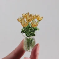 Miniature Colored Glass Flower Figurine Set - Image 17