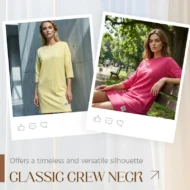 Women's Crew Neck Casual Loose T-Shirt Dress - Image 2