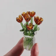 Miniature Colored Glass Flower Figurine Set - Image 15