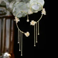 💕Simple ear clips with butterfly and flower motifs & tassels🌸🦋 - Image 9