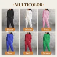 Round-Neck Long-Sleeved Top ＆ Pants 2-Piece Set - Image 17