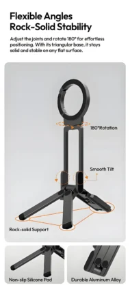 📢📢50% off!! ⏰ Magnetic Mount – 5-in-1 Mini Tripod with Dual MagSafe Magnets, Foldable Hook & Arca-Swiss Base! 📱🎥 - Image 7