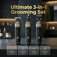 ⏳LIMITED TIME: 50% OFF! 🏆Luxe 3-in-1 Professional Men’s Grooming Set – T-Blade Trimmer, Foil Shaver & Nose Trimmer – With LED Display & USB Rechargeable