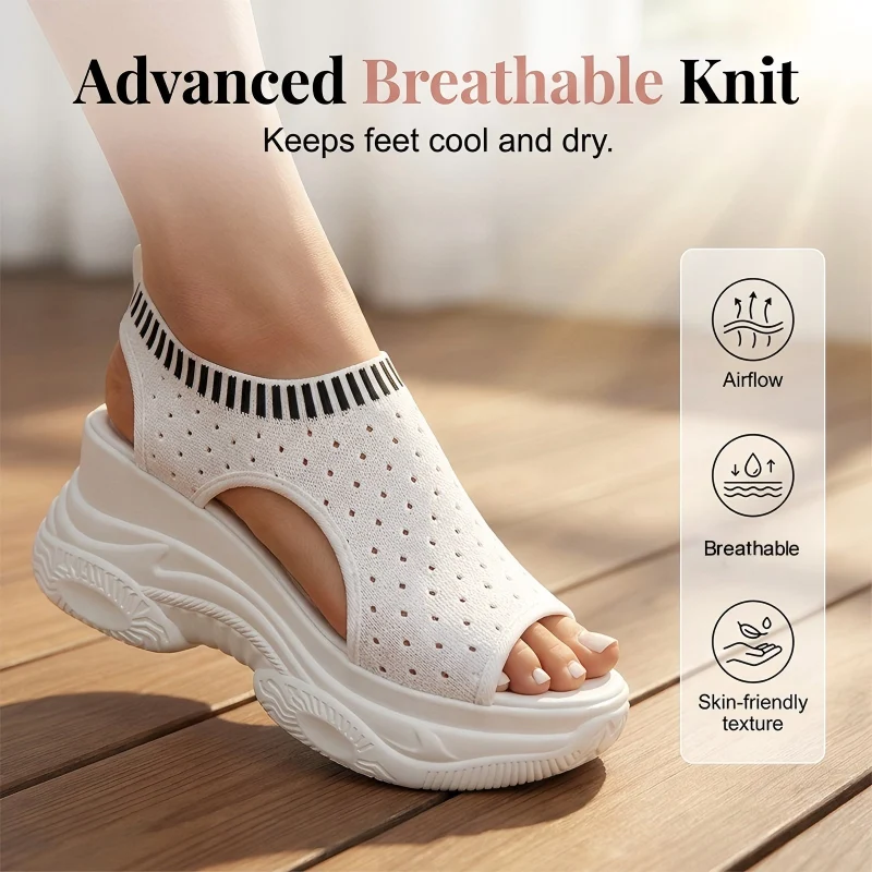 Women's Breathable Peep-Toe Wedge Sandals