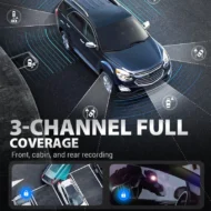 3-Channel 1080P Dash Cam with Rotatable Lenses