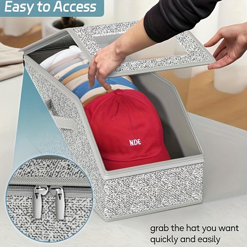 🧢 50% OFF NOW! 🎉 Stackable Baseball Cap Boxes – Space-saving & dustproof – Clear view, perfect for organizing hats in closets or shelves – sturdy and stackable 📦