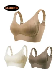 🎁Buy 1 Get 3 Packs💕Women's Ribbed Push Up Adjustable Wireless Bra - Image 38