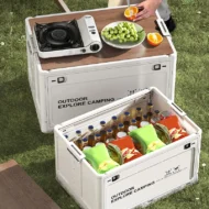 Collapsible Camping Storage Box with Wooden Lid - Image 7