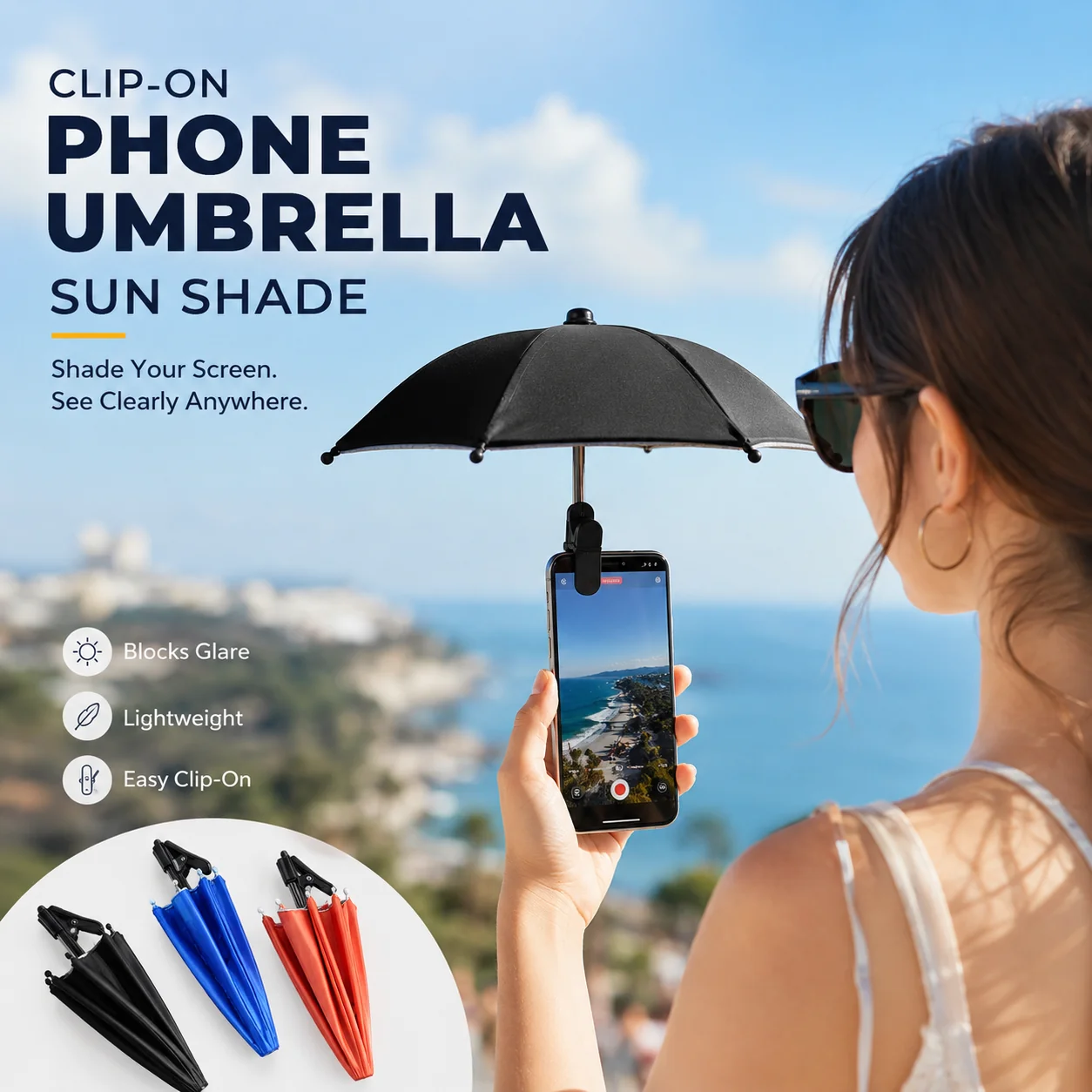 Clip-On Phone Umbrella Sun Shade