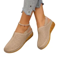 Women's Casual Perforated Wedge Slingback Sandals - Image 3