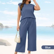 2025 New Women's Casual Sleeveless Top & Wide-Leg Pants Set - Image 9