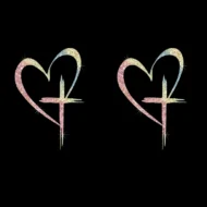 Glitter Heart Cross Car Decal Sticker - Image 13