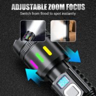 💎 49% OFF! 💎 Multifunctional Zoom LED Flashlight with Power Display – 500m Range, USB-C & 4 Lighting Modes - Image 8