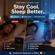 🥳2026 HOT SALE🥳💞50K+ SOLD!💨🌙 50% OFF! Portable Table Fan – 5 speeds, ultra‑quiet, gentle breeze. Perfect for bedroom or office. Stay cool without noise! 😴✨ - Image 6