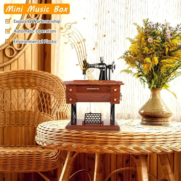 🔥Time Limit Sale 50% OFF - Wood Mini Sewing Machine Music Box