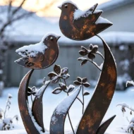 Rustic Bird & Flower Metal Garden Stake - Image 5