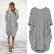 Hot sale💝 Women Casual Loose Pocket Long Sleeves Dress - Image 15