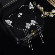 💕Simple ear clips with butterfly and flower motifs & tassels🌸🦋 - Image 12