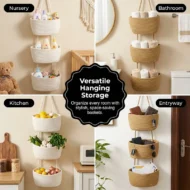 🧺 LIMITED-TIME 50% OFF! ✨ Wall-Hanging Storage Organizer – 3-Tier, Boho Style, Space-Saving 🏡 - Image 3