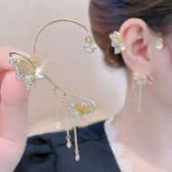 💕Simple ear clips with butterfly and flower motifs & tassels🌸🦋 - Image 5