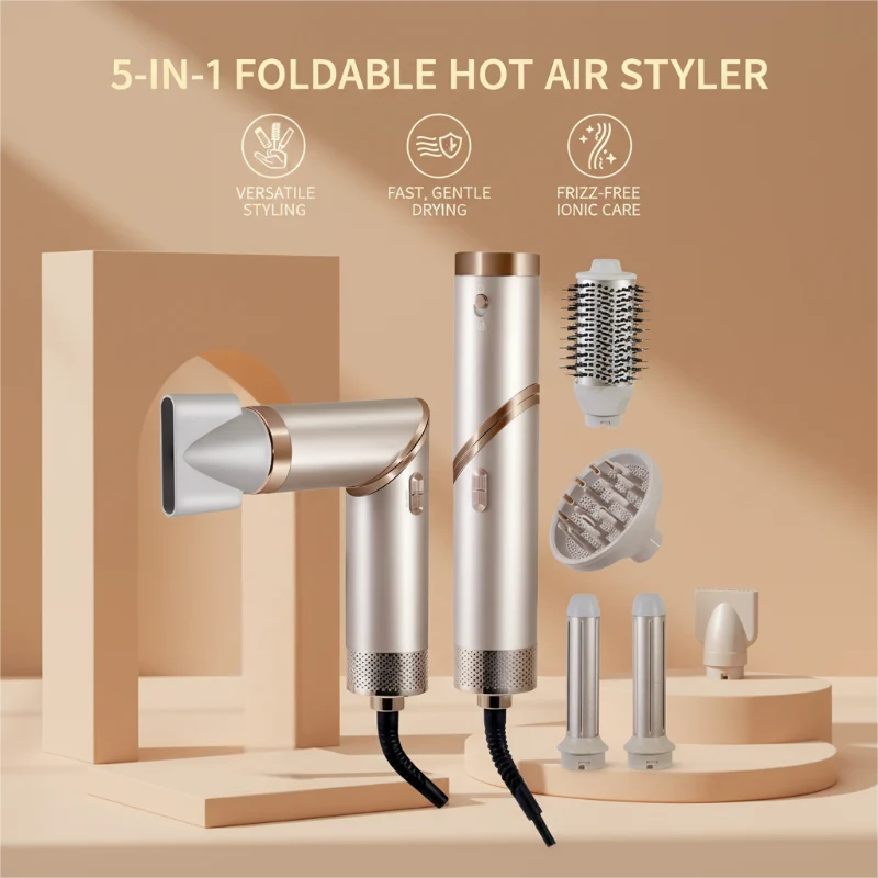 5-in-1 Foldable Hot Air Styler + Cleaning Cloth