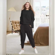 Round-Neck Long-Sleeved Top ＆ Pants 2-Piece Set - Image 3
