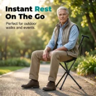 Folding Walking Cane with Seat - Image 3