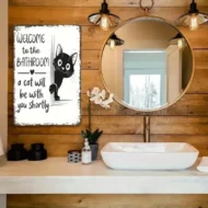 Cute Cat Bathroom Decor Sign - Image 2