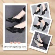 💥HOT SALE 50% OFF✨Hollow mesh sandals with rhinestone and chunky heel - Image 5