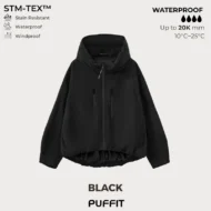 🧥Wide-Brim Hood💧Short Oversized Rain Jacket With Bubble Hem,Adjustable Cuffs