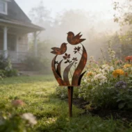 Rustic Bird & Flower Metal Garden Stake - Image 7