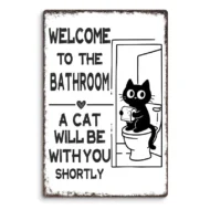 Cute Cat Bathroom Decor Sign - Image 15